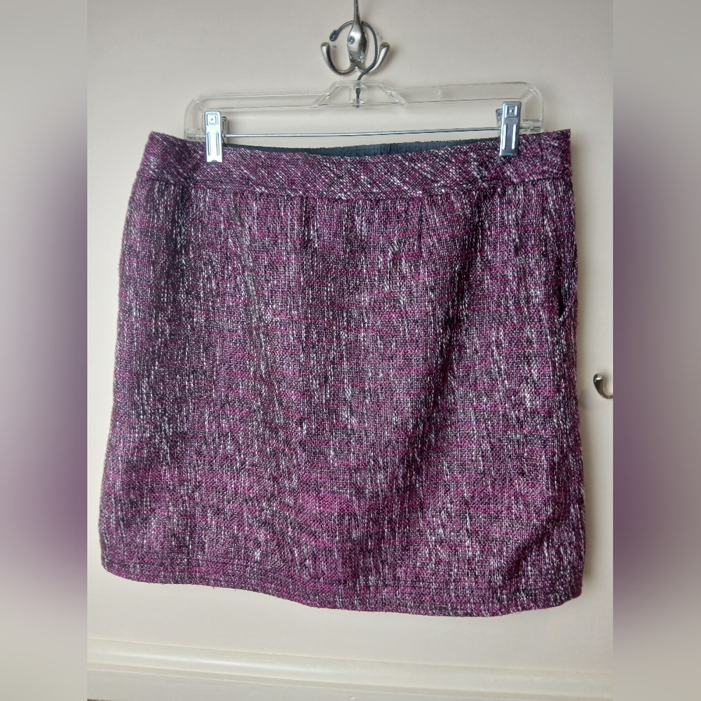 LOFT Tweed purple black Skirt Size 8 lined VGC - Picture 7 of 9